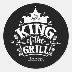 Schattige King grill voeg naam woord art Ronde Sticker