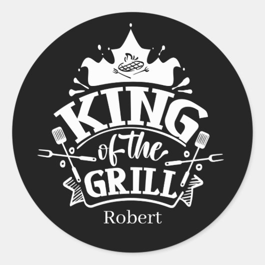 Schattige King grill voeg naam woord art Ronde Sticker (Voorkant)