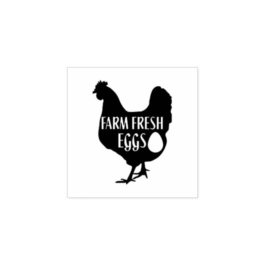 Schattige kip Boerderij Fresh Eggs karton Rubberstempel (Afrduk)