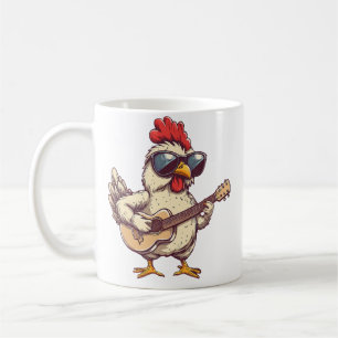 Schattige Kip die Gitaar Speelt Kippen Muzikant Mu Koffiemok