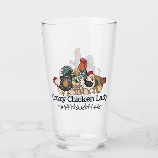 schattige kip in een land glas (Achterkant)