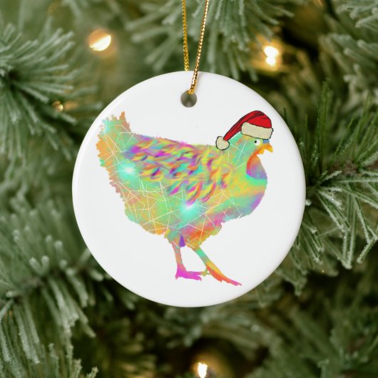 Schattige kip Kerstman Keramisch Ornament (Boom)