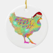 Schattige kip Kerstman Keramisch Ornament (Achterkant)