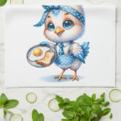 Schattige Kip Koken Ontbijt Grappig Keuken Quote Theedoek (Gevouwen)