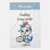 Schattige Kip Koken Ontbijt Grappig Keuken Quote Theedoek (Verticaal)