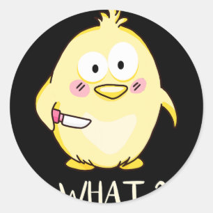 Schattige Kip Met Mes - Volwassenen Humor I Kippen Ronde Sticker