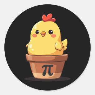 Schattige Kip Pot Pi-dag Taart Wiskunde Leraren Li Ronde Sticker