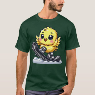 Schattige Kip Sneeuwboard Cartoon Wintersport vrie T-shirt