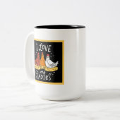 schattige kipliefhebbers voegen monogram toe tweekleurige koffiemok (Voorkant links)