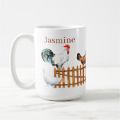 schattige kipliefhebbers voegen naam toe koffiemok (Links)