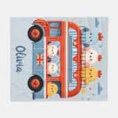 Schattige kippen en Londense bus Fleece Deken (Voorkant (Horizontaal))