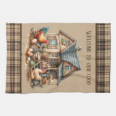 Schattige kippenhok Country liefhebbers Theedoek (Horizontaal)