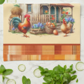 Schattige kippenhok welkom tekst toevoegen theedoek (Gevouwen)