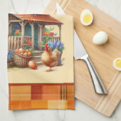 Schattige kippenhok welkom tekst toevoegen theedoek (Quarter Fold)