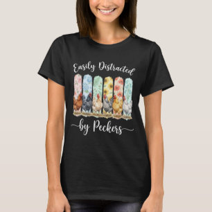 Schattige kippenliefhebber gemakkelijk afgeleid do t-shirt