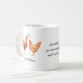 Schattige kippenpaar in liefde koffiemok (Voorkant links)