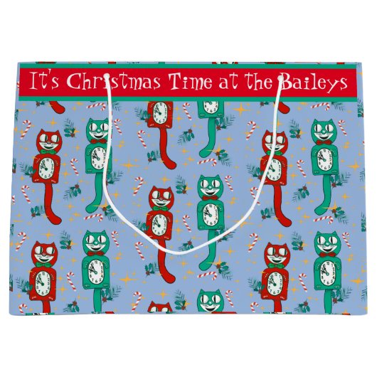  Schattige Kit Kat Klok Gepersonaliseerde Gift Bag Groot Cadeauzakje (Voorkant)