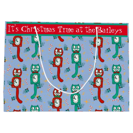  Schattige Kit Kat Klok Gepersonaliseerde Gift Bag Groot Cadeauzakje (Achterkant)