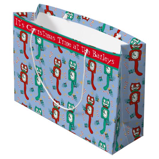  Schattige Kit Kat Klok Gepersonaliseerde Gift Bag Groot Cadeauzakje (Achterkant Gekanteld)