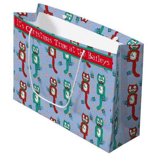  Schattige Kit Kat Klok Gepersonaliseerde Gift Bag Groot Cadeauzakje (Voorkant Gekanteld)