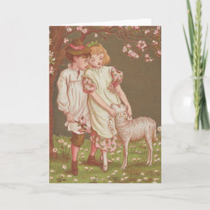 Schattige kitscherige vintage Valentijn, kinderen Kaart