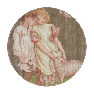 Schattige kitscherige vintage Valentijnsdag, kinde Snijplank