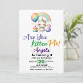 Schattige Kitten 3e verjaardagsfeestje Kaart (Staand voorkant)
