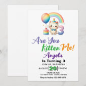Schattige Kitten 3e verjaardagsfeestje Kaart (Voorkant / Achterkant)