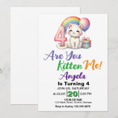 Schattige Kitten 4e verjaardagsfeestje Kaart (Voorkant / Achterkant)