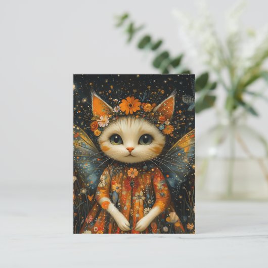 Schattige Kitten Angel Briefkaart (Staand voorkant)