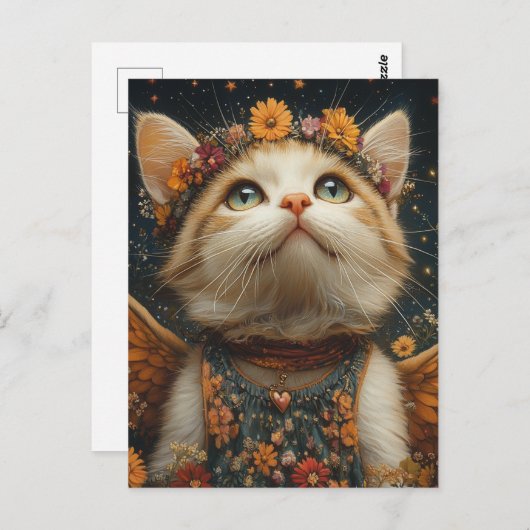 Schattige Kitten Angel Briefkaart (Voorkant / Achterkant)