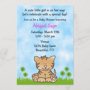 Schattige Kitten Baby shower Uitnodiging