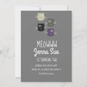 Schattige Kitten Birthday Party Grey Cat Invitatio Kaart (Voorkant)