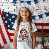 Schattige kitten brandweerman in lichte vrachtwage t-shirt