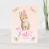  Schattige Kitten Bunny Easter Kaart (Voorkant)
