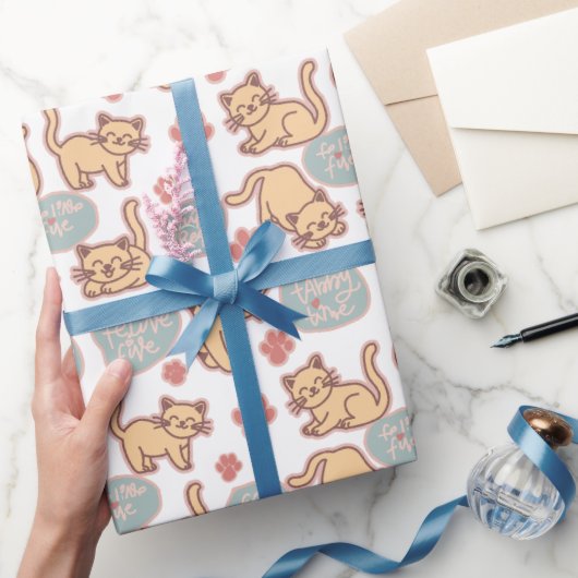 Schattige Kitten Cat Lover Herhalingspatroon Cadeaupapier (Geschenken)