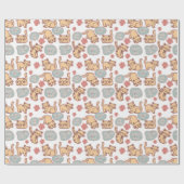 Schattige Kitten Cat Lover Herhalingspatroon Cadeaupapier (Vlak)