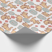 Schattige Kitten Cat Lover Herhalingspatroon Cadeaupapier (Hoek)