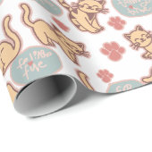 Schattige Kitten Cat Lover Herhalingspatroon Cadeaupapier (Rol Hoek)