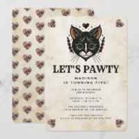 Schattige Kitten Cat Rockabilly Kids Verjaardagsfe