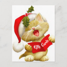 Schattige Kitten die Kerstliedjes Zingt Kerstdag W Feestdagenkaart