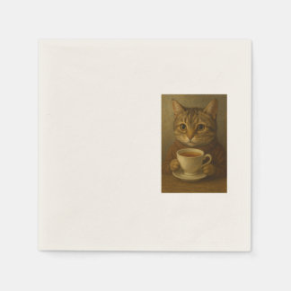Schattige kitten drink thee met je mee. servet