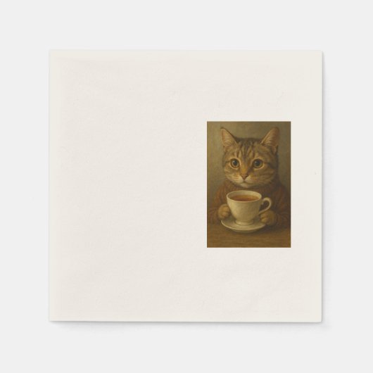 Schattige kitten drink thee met je mee. servet (Voorkant)