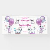Schattige kitten en ballon peuter Happy Birthday Spandoek (Horizontaal)