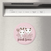 Schattige Kitten en Bunny Friends Forever Meisje R Magneet (Insitu (Vaatwasser))