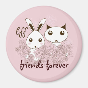 Schattige Kitten en Bunny Friends Forever Meisje R Magneet
