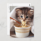 Schattige kitten eten ramen noedels briefkaart (Voorkant / Achterkant)