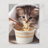 Schattige kitten eten ramen noedels briefkaart (Voorkant)
