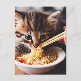 Schattige kitten eten ramen noedels briefkaart