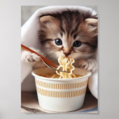 Schattige kitten eten ramen noedels poster (Voorkant)